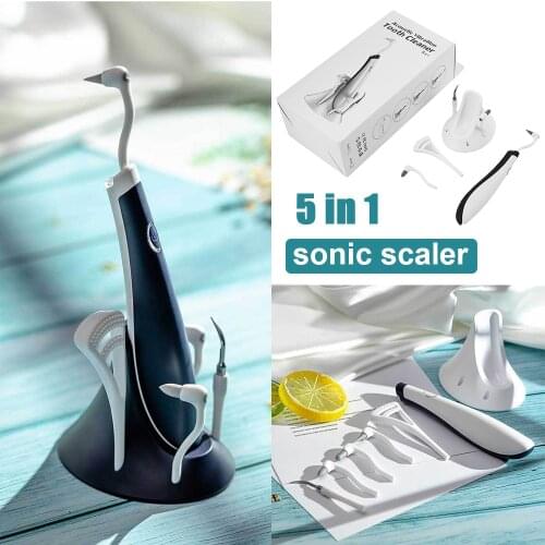 5 In 1 Electric Ultrasonic Dental Scaler Universal Tooth Cleaner High Frequency Tooth Stain Remover Dental Teeth Whitening Set
