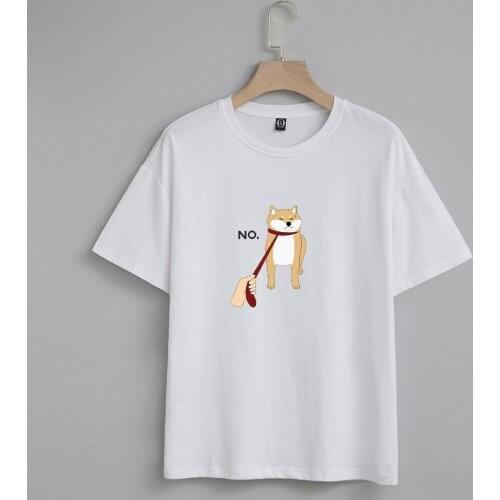 Shiba Inu T Shirts Funny Cute Shirt Dog Print Graphic Tees Women Korean Clothing Top Ulzzang Harajuku Kawaii Cotton Tshirt Femme