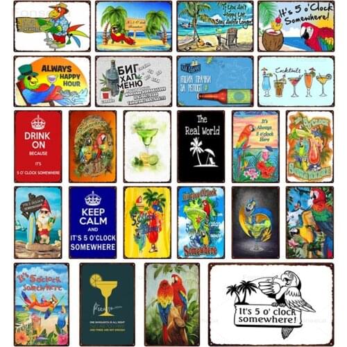 Hawaii Seascape Metal Signs Animals Holiday Seaside Landscape Tin Plaques for Bar Pub Home Decoration Wall Artwork 20X30Cm