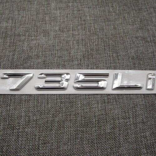 Chrome Shiny Silver ABS Number Letters Word Car Trunk Badge Emblem Letter Decal Sticker for BMW 7 Series 735Li