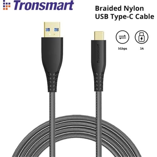 Tronsmart ATC6 USB A/F 2.0 TO Type-C/M 2.0 Cable Double Breaided Nylon Type-C Cable with 56 cable resistance
