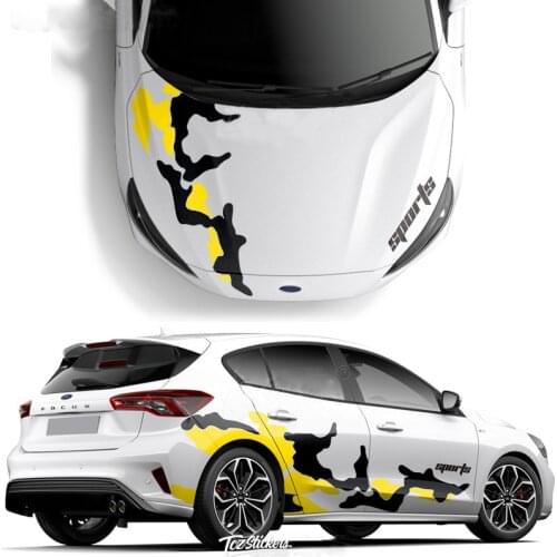Car Body Both Sides Hood Stickers Colorful Creative Waist Body Car-styling Creative Waterproof Vinyl For Focus 2019