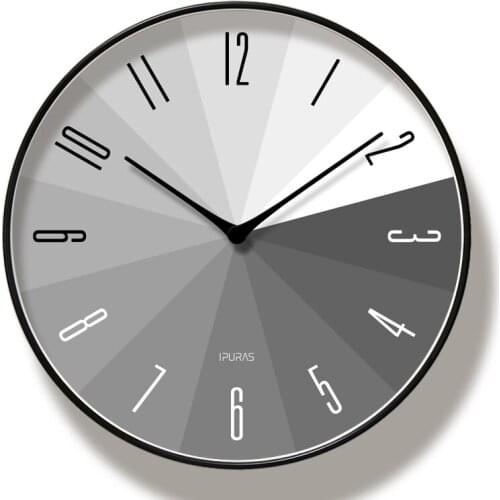 Round Creative Mute Modern Design Large Wall Clock Clocks for Home Kitchen Living Room Decor Battery Operated Silent
