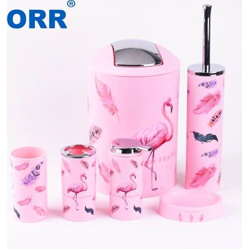 Flamingo Accessroies Bthroom set Free shipping Soap dish Washing tumbler toilet brush dustbin toothbrush cup soap dispenser ORR