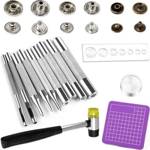 MIUSIE 40 Set Leather Snap Fasteners Kit Metal Press Studs Sewing Button Snap Fasteners For Leather Craft And Clothes Handmade