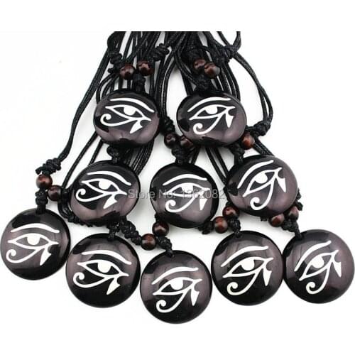 New 12PCS Imitation Yak Bone Resin Carved The Eye of Horus Pendant Necklace for men womens Amulet MN576