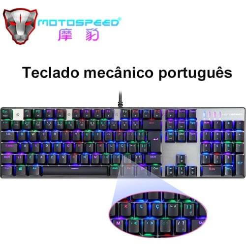 NEW Portugal/English Motospeed RGB Mechanical Keyboard 104 Keys LED Backlit USB Wired Gaming Keyboard For Computer Laptop Gamer