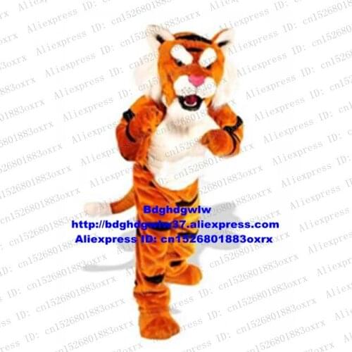 Orange-yellow Long Fur Wild Animal Tiger Mascot Costume Cartoon Character Expo Fair Motexha Spoga Cultural Festival zx2793