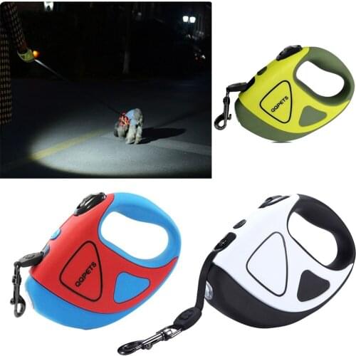 LED Automatic Dog Leash Retractable Flashlight Extendable Pet Puppy Shining Traction Rope Belt Pets Walking Leads Leashes Collar