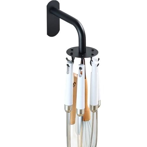 360° Rotation Hooks Wall Mounted Strong Detachable 6 Hooks Hanger Storage Holders Racks for Home Kitchen Bathroom Gadgets