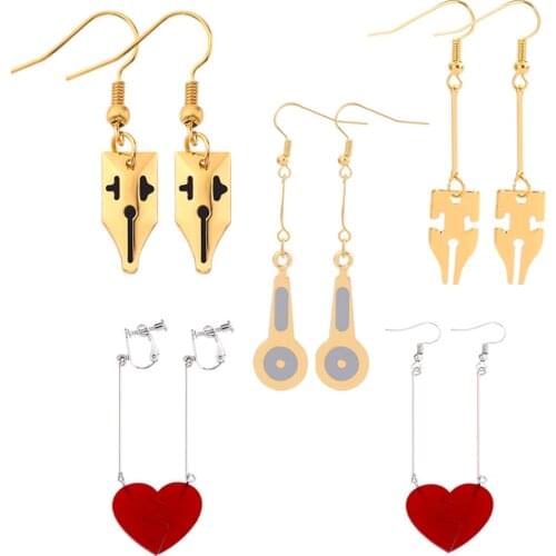 Anime JoJos Bizarre Adventure Kakyoin Noriaki Earrings No ear hole Pierre Polnareff Splice Heart Long Earrings Women Men Jewelry