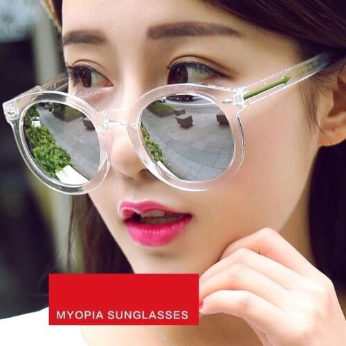 Myopia Sunglasses Women Round Mirrored -1.0/-1.5/-2.0/-2.5/-3.0/-3.5/-4.0 with Degree Sun Glasses for Female Grade Point