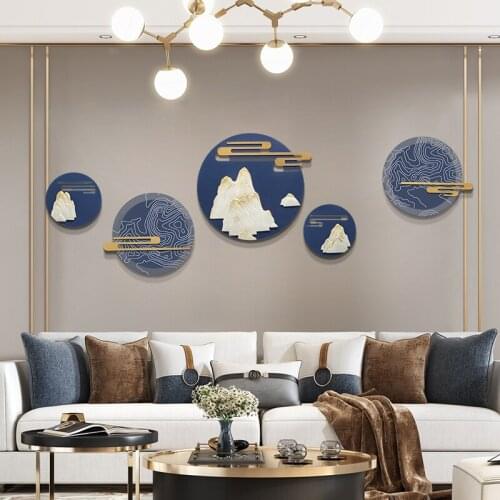 Modern Wrought Iron Round Landscape Wall Murals Home Livingroom Wall Sticker Decoration Lobby Hall Store Wall Hanging Ornaments