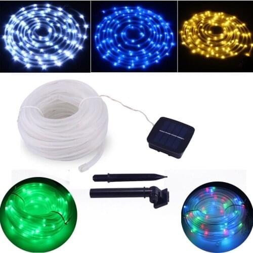 10m/33ft 100LEDs Solar Powered Pipe Rope Tube Lights Led String Strip Waterproof Christmas Party Decor for home decorating