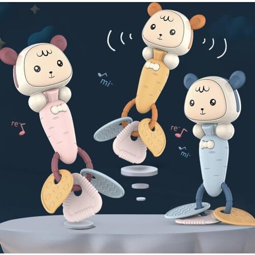 High Quality Silicone Safe Baby Teether Ring Kids Children Chewing educational soft toys abbit radish rattles molar sticks
