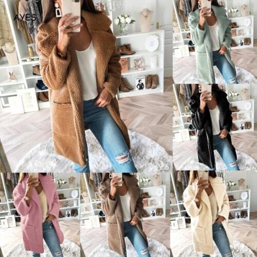 Plus Size Jacket Women 2020 Autumn Winter Long Sleeve Fur Coat Warm Thick Teddy Jacket Long Coat Fur Jacket Teddy Long Outwear