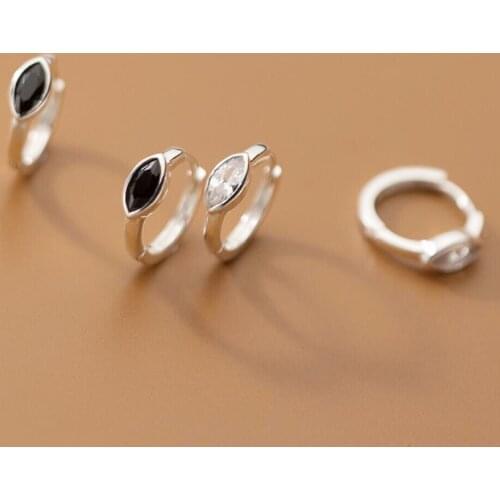 925 Sterling Silver Olive Shape Huggie Hoop Endless 9.5mm Earrings A1131