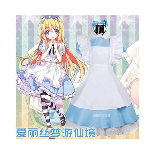 Adult Alice in wonderland cute maid outfit blue maid costume halloween cosplay costumes for woman lolita Cosplay Costume