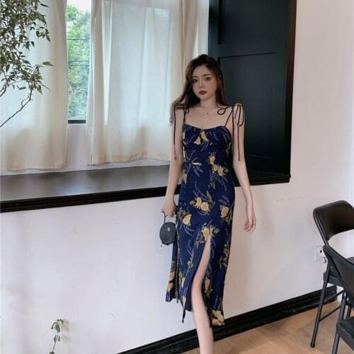 Floral Dresses for Women Off Shoulder Vintage Beach Style Summer Sexy Spaghetti Strap Party Dress Strapless Slim Fashion