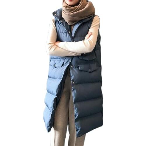 New Autumn Winter Cotton Vest Ladies Casual Waistcoat Female Sleeveless Long Vest Jacket Slim Fit Warm Simple Coats Womens