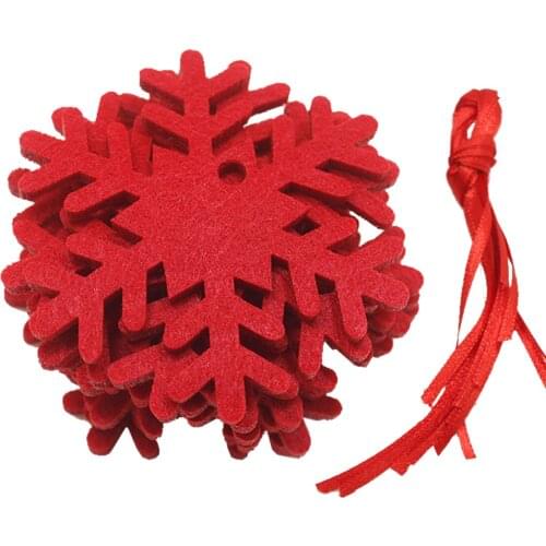 10pcs Red Christmas Tree Snowflake Gift Bag Hanging Ornaments with Hole for DIY Craft Scrapbooking Wedding Diy Decoration