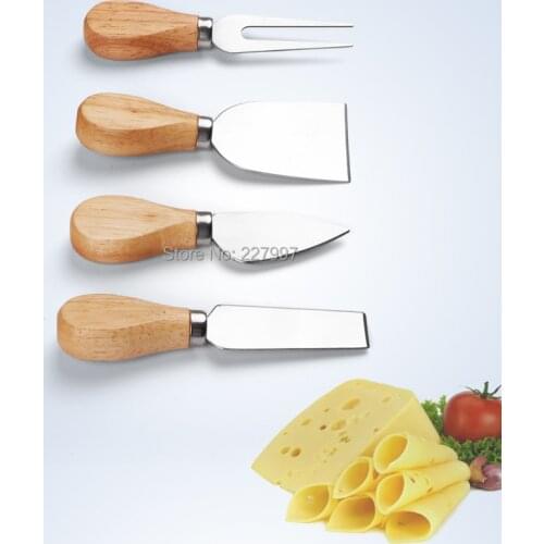 100 sets 4pcs/sets Knives Bard Set Oak Handle Cheese Knife Kit Kitchen Cooking Tools Useful Accessories By DHL