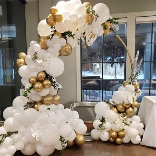 118pcs White Gold Metallic Latex Balloons Garland Arch Kit Baby Shower Valentines Day Wedding Birthday Party Decorations