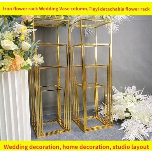 2Pcs Vase Column Antirust Decoration Party Wedding Floor Geometric Support Core Props Decoration Removable Iron Flower Rack