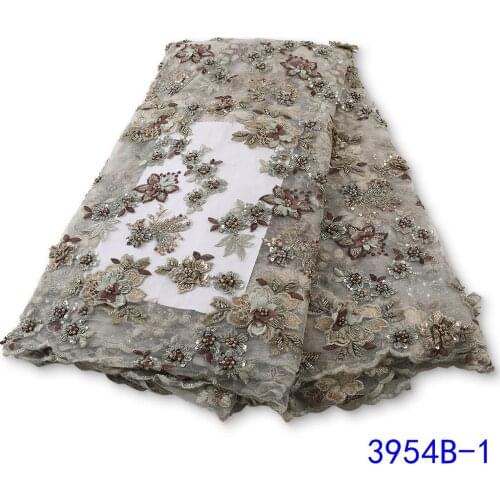 2021 3D flowers and bead embroidered lace fabric for wedding dress sling skirt fabric