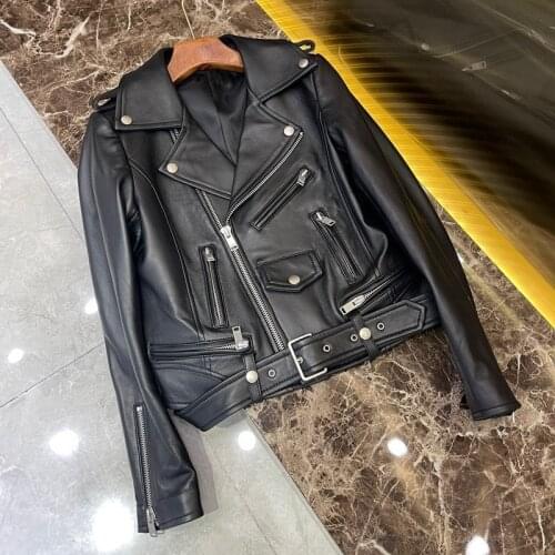 2021 Woman Coats Natural 100% Sheepskin Leather Jackets Female Windbreaker Sheepskin Leather Overcoat H324