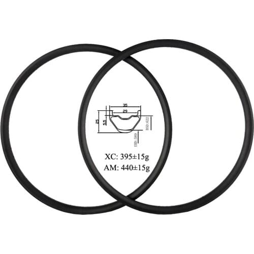 29er XC AM enduro mountain bike 35mm x 25mm clincher tubeless carbon rims 24H 28H 32 holes 36H 29inch mountain bicycle rim