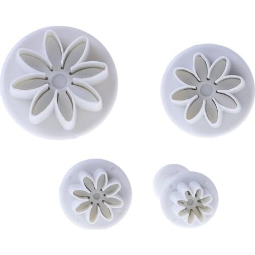 4Pcs Daisy Plastic Cake Mold Set Chocolate Cookie Cutter Fondant Decoration Tool