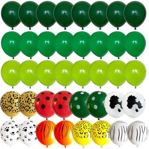 40pcs mix 10inch Agate Green Balloons set Marble globos 12inch Metallic Confetti Ballon Jungle Animal Birthday Party Decors