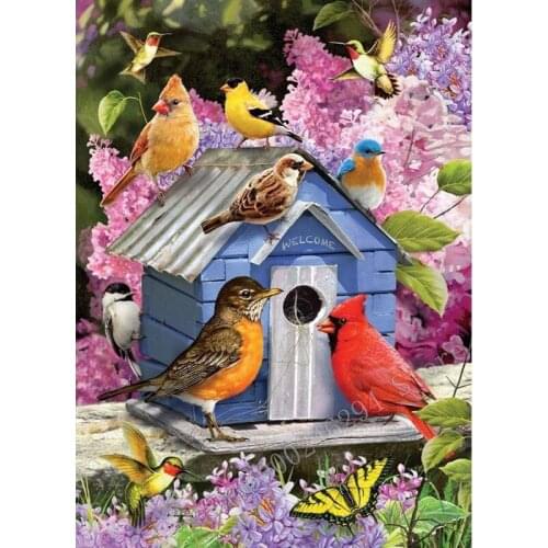 Full Square Round Drill 5D DIY Diamond Painting Animal bird house 3D Diamond Embroidery Cross Stitch Home Decor FF2349