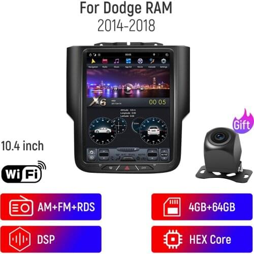4G+64GB Vertical Big Screen Car GPS Radio For Dodge RAM 1500 2500 3500 2014 2015 2016 2017 2018 Android 9 Car Multimedia Player