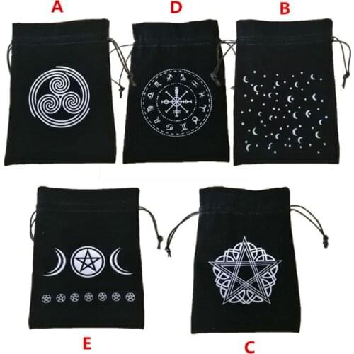 Velvet Pentagram Tarot Oracle Cards Storage Bag Runes Constellation Witch Divination Accessories Jewelry Dice Drawstring Package
