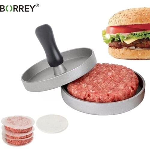 BORREY 12cm Hamburger Mould Forms Beef Grill Burger Press Hamburger Paper 11cm Aluminum Alloy Hamburger Maker Machine Food Mold