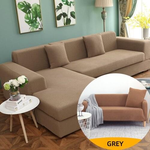Polar Fleece Stretch Sofa Covers For Living Room Solid Color Elastic L-Shape Corner Sofa Cover Couch Cover funda sofa Elastica