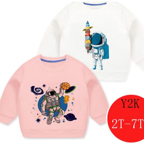 New 2021 Galaxy Games Astronaut Hoodie Children Print pullover Boys Girls Kids Fashion Tshirt Tops Baby Boy TShirt Long Sleeve