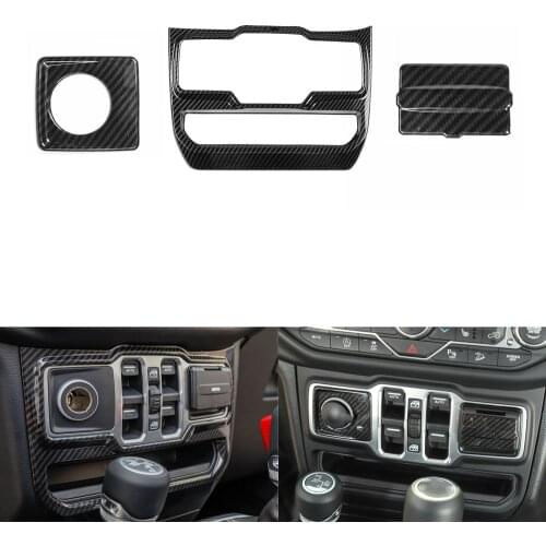 For Jeep JT Gladiator 2018 Up Car Cigarette Lighter USB Port Car Window Adjust Panel Decoration Frame Trim Stickers Styling