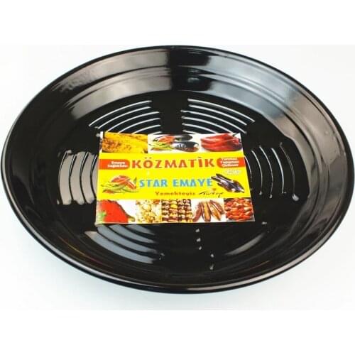 ENAMEL KÖZMATİK GATHER ROUND PAN EGGPLANT PEPPER CHESTNUT CORN 31,5cm