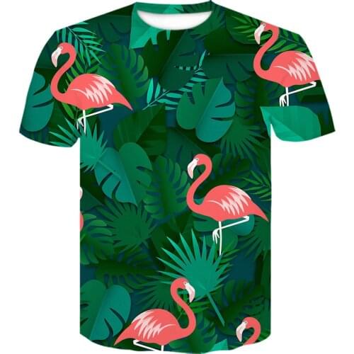 Flamingo Print T Shirt Men Women Summer Short Sleeve Hawaiian Beach Tshirts 3d Floral Tee Shirt Homme Mens Camisetas Hombre