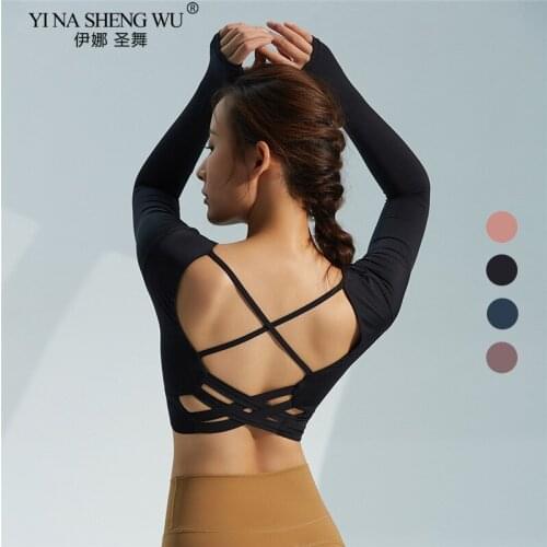 Sexy Backless With Cest Pd Sports Shirt Women Long Sleeve Gym Workout Thumb Holes Top Breathable Anti-sweat Running Yoga Shirt