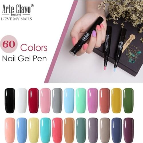 Arte Clavo Nail Gel Pen 60 Color Charm Brushing Gel Lacquer Nail Art Design Gel Nail Polish Soak Off Long Lasting LED UV Varnish
