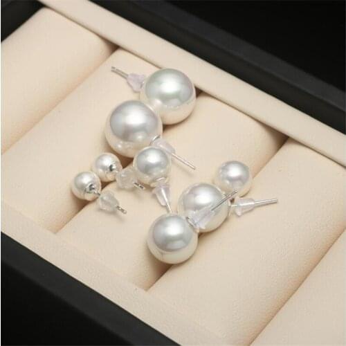 Hot Sell Fashion Earrings Pearl White Yellow Red Shell Stud Earrings 1 pair For Women Jewelry Accessories Piercing Ball Earrings