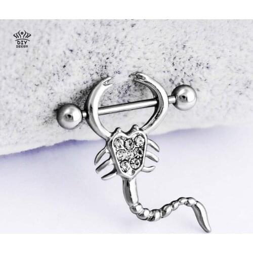 Scorpion Shape Nipple Ring Stainless Steel Body Piercing Jewelry Piercing Decoration 2016 New Arrival Fashion
