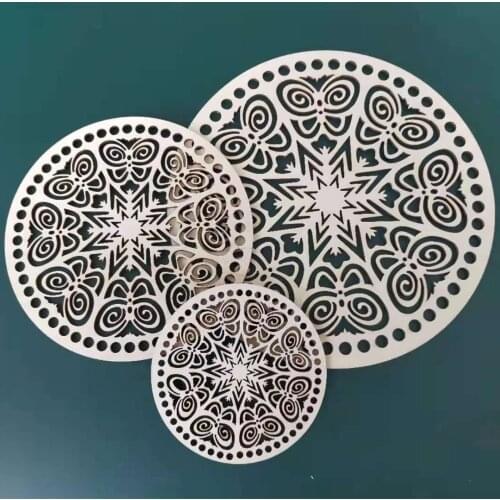 Sets of 3 Sizes(10/15/20cm )Wooden Bases for Crochet Basket with Personalization Wood Bottoms for Crocheting Storag