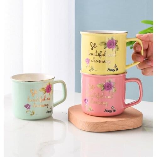 Creative gold enamel mug,elegant minimalist ceramic mugs, couple coffee cup Coffee Milk Cups Hand Ceramic Cup Drinkware gift