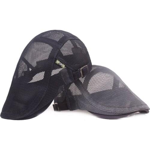QPALCR Summer Beret Hats Men Women Breathable Forward cap Solid Mesh Beret Cap Casual Flat Peaked Cap Net Visor Casquette