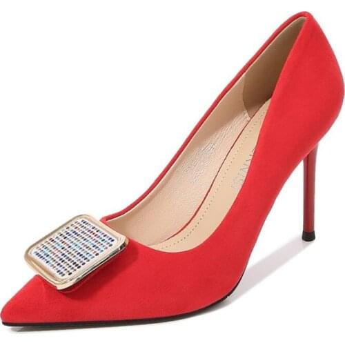 MAIERNISI New Women Pumps Rhinestone Design Sexy Thin High Heels Extreme Fun Femmes Office Wedding Party Shoes Large Size 45 46